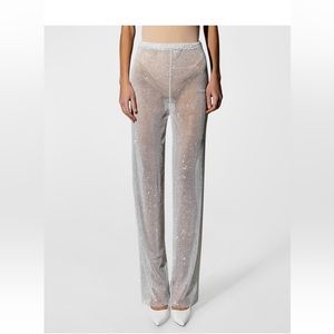 White rhinestones pants